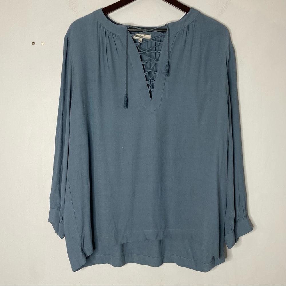 Madewell Size Medium Lace Up Oversized Flowy Blue - Picture 2 of 7